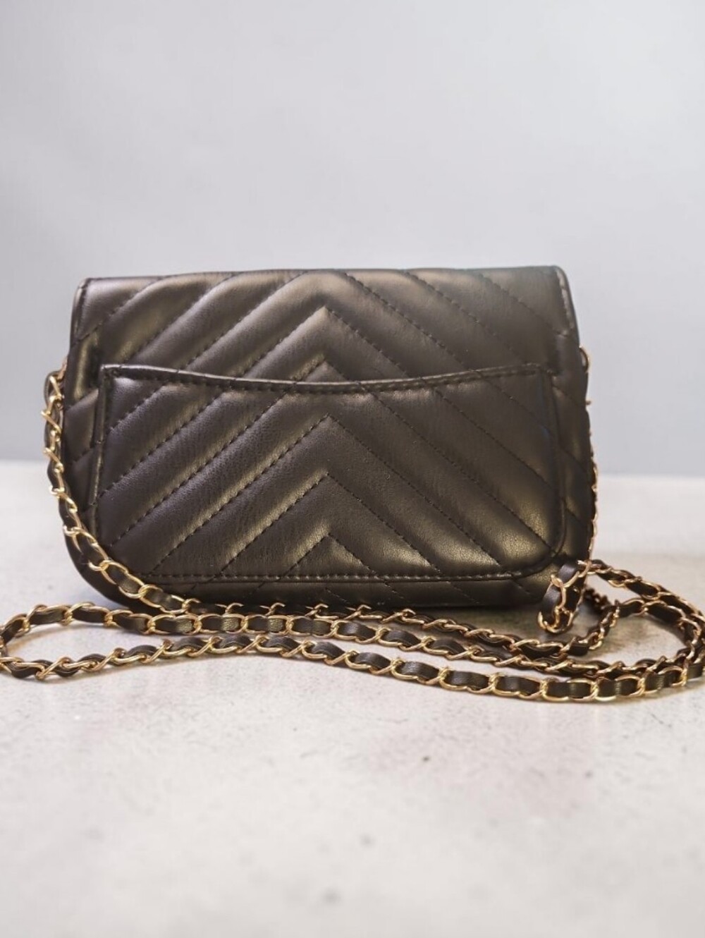 Badgley Mischka Quilted Flap Phone Crossbody with Gold Logo - Picture 7 of 7